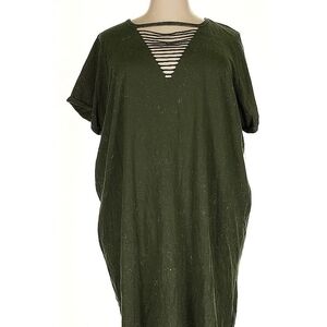 Torrid Green Dress with V-Neck and Striped Detail